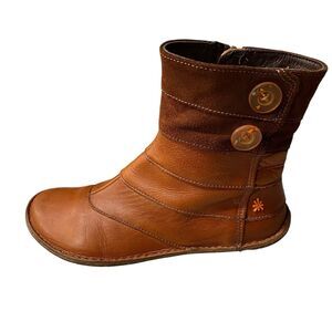 The ART Company Women's 857 Ankle Boots Brown Leather Button Zip EU 39 US 8-8.5